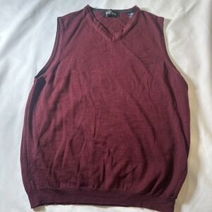 Brandini Merino Wool Golf Sweater Vest Size Medium Made In Italy Vintage Red